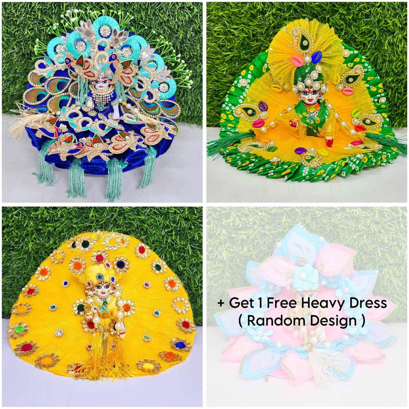 Janmasthmi Special Exclusive combo of 3+1 Heavy Dress (Get 1 Free)