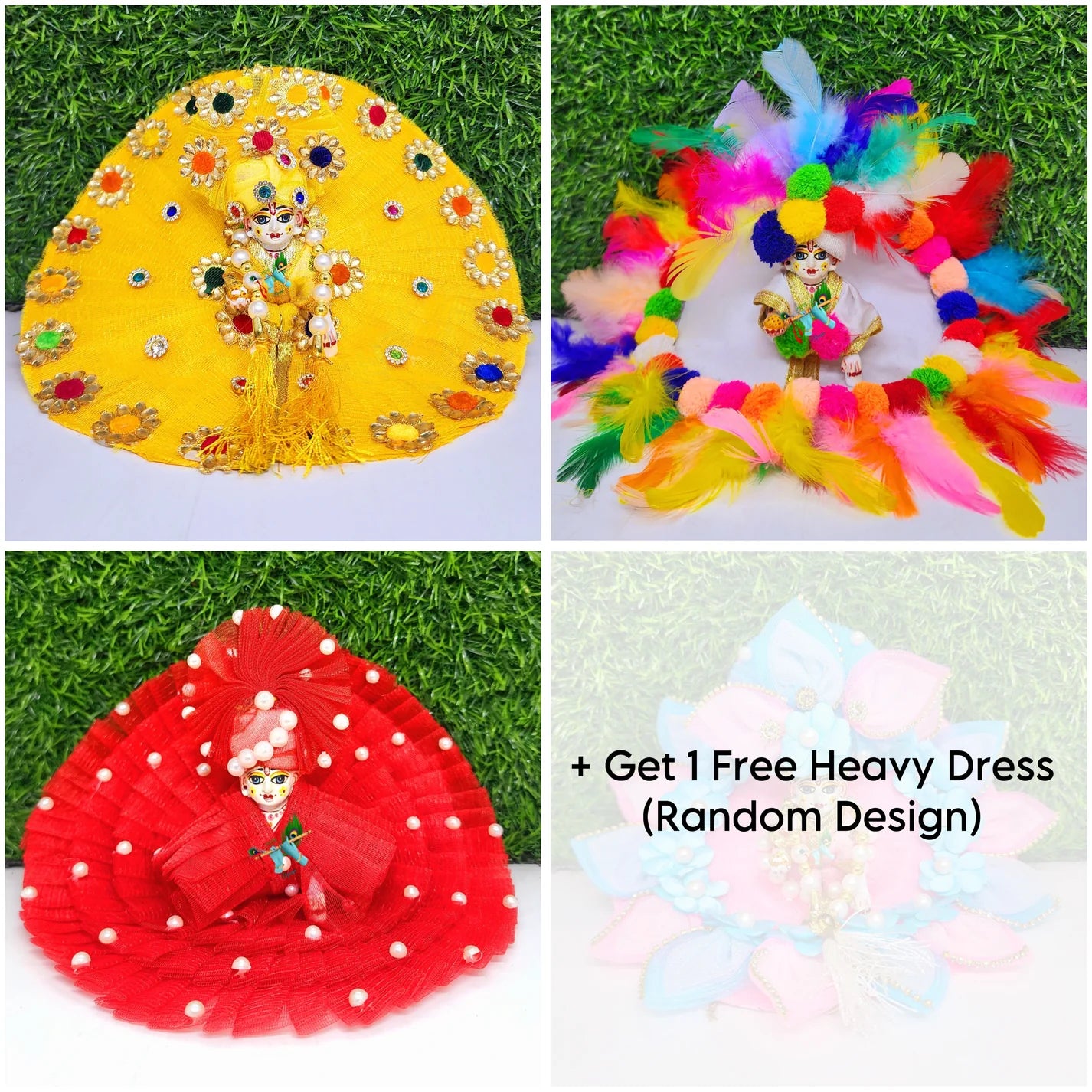 Janmasthmi Special Exclusive combo of 3+1 Heavy Dress (Get 1 Free)