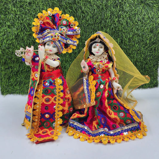 Red multi dress for Radha Krishna ji special for holi and navratra